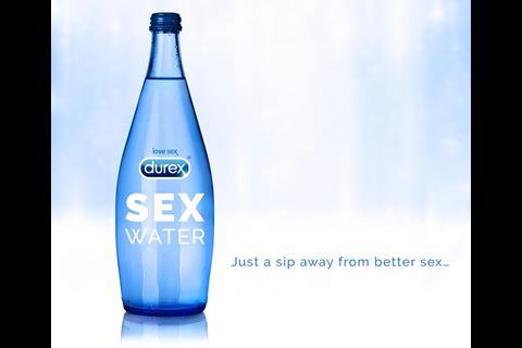 Durex launched its revolutionary new Sex Water liquid refreshment, which it billed as "the drink you need. All natural. All night."